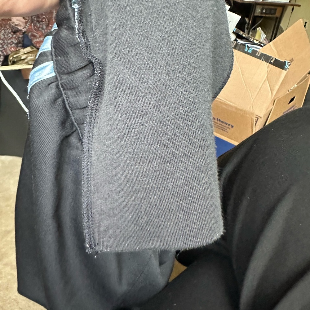 Adidas Black Track Pants with Light Blue Stripes/ Back Pocket - Picture 13 of 14